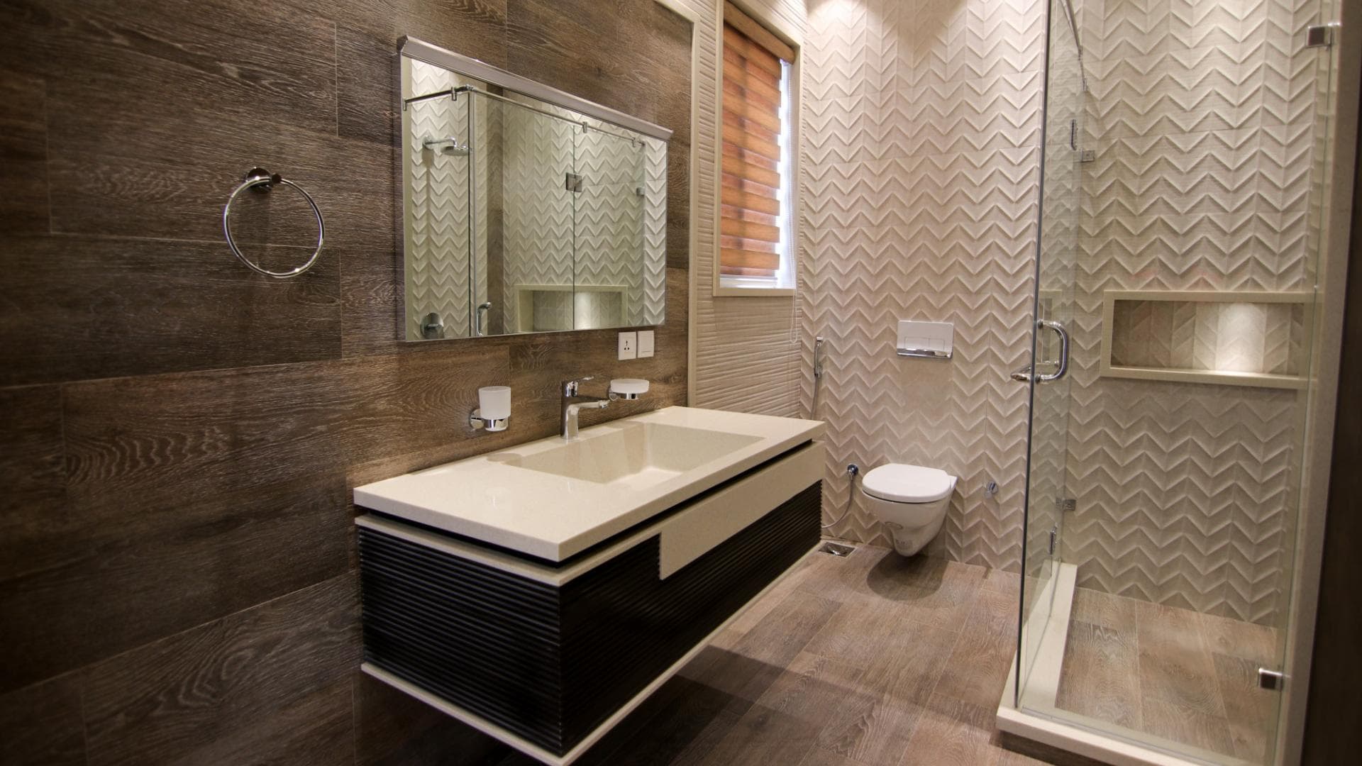 Luxury interior with glass features and natural light