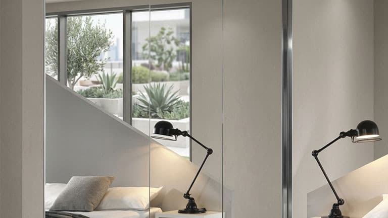 Frameless mirror sliding wardrobe doors