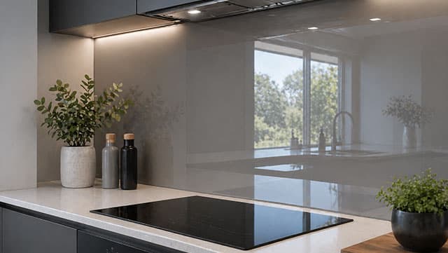 Tinted or feature glass splashback