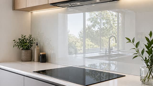 Low iron glass splashback