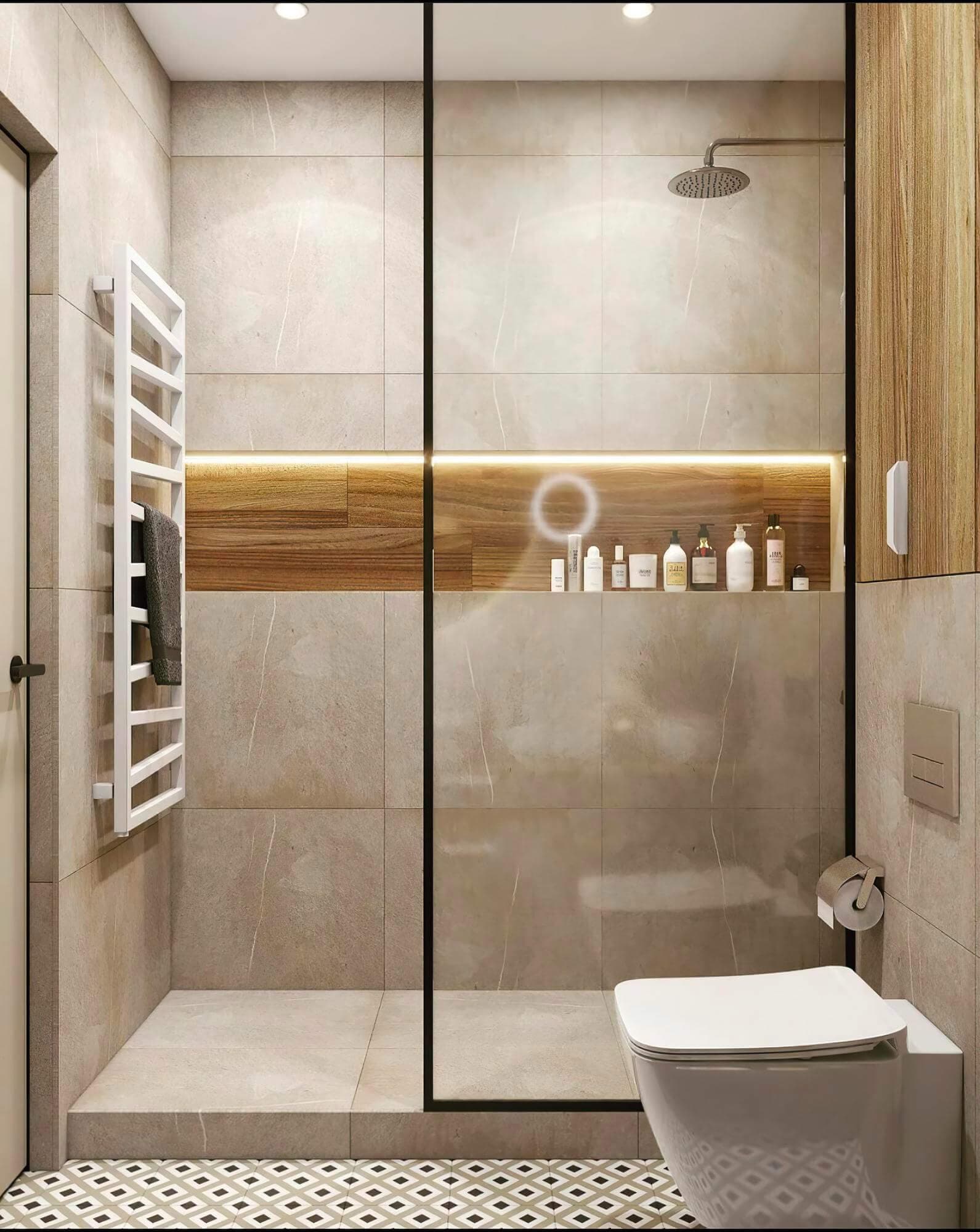 Built-in wardrobe with sliding glass or mirrored doors