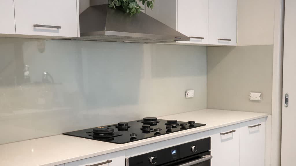 Glass splashback installed in a kitchen